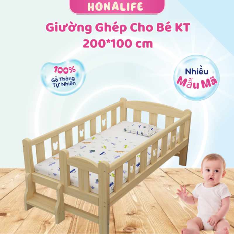 Giường gỗ thông tự nhiên cho bé